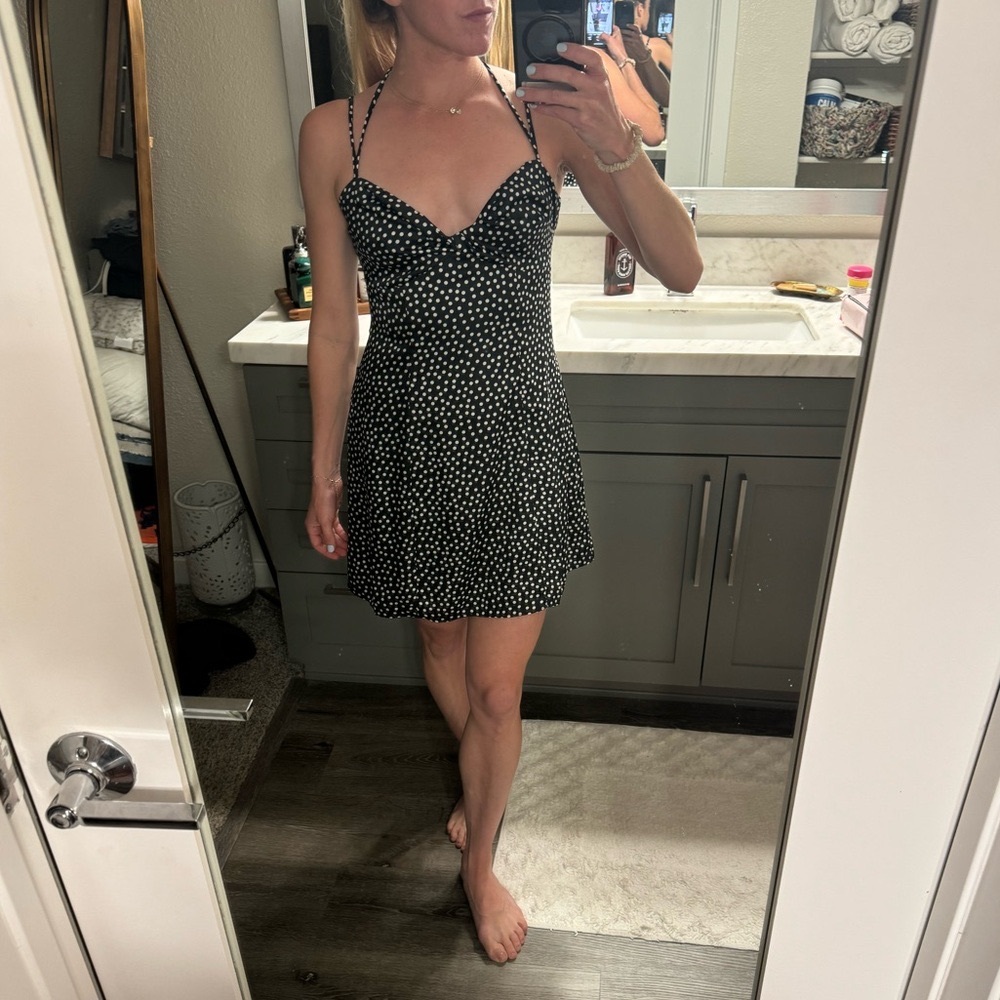 Lovers and Friends black and white polka dot satin dress